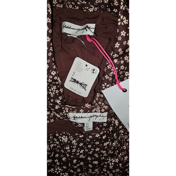 New Free People Maggie Suit Set BLAZER & PANTS $268 SIZE 2 Plum Floral - Picture 4 of 4